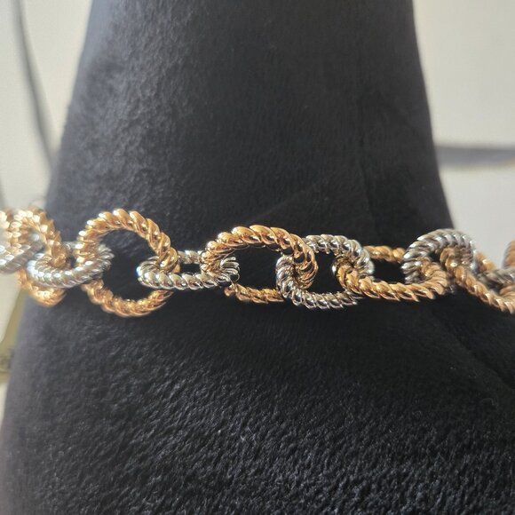 Tory Burch Gold and Silver Textured Rope Necklace - Picture 8 of 14